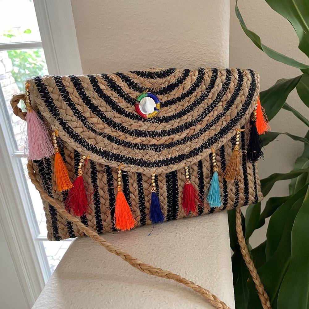 Jute Shoulder Envelope Bag
